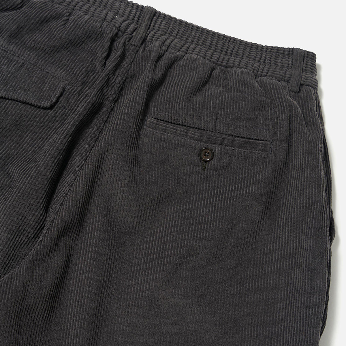 Pleated Track Pant - Charcoal Cord