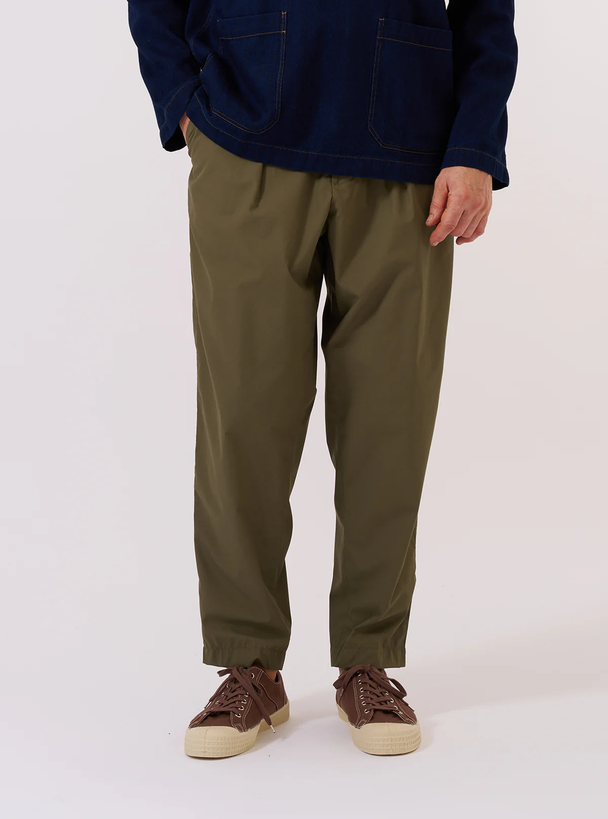 Pleated Track Pant - Olive Recycled Poly Tech