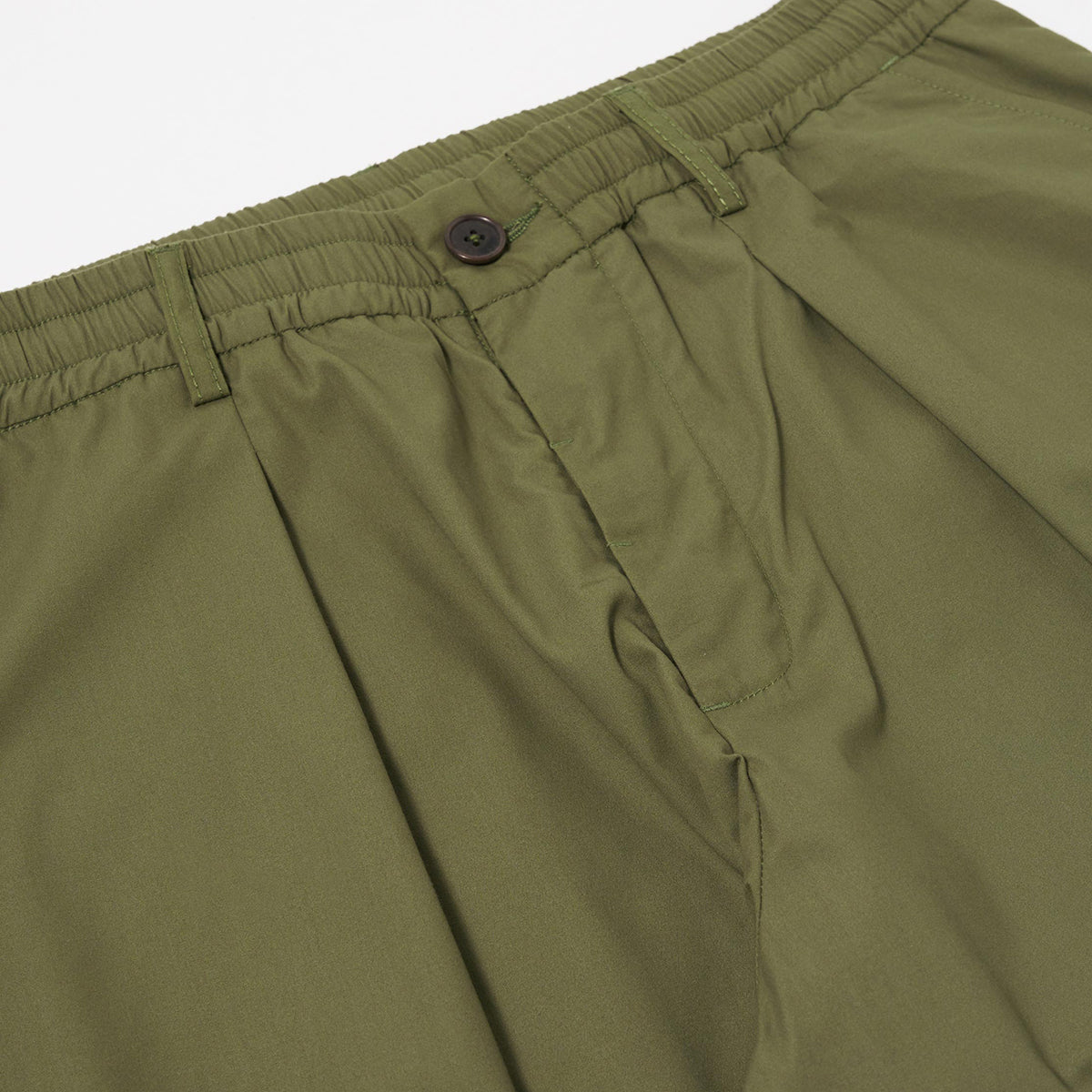 Pleated Track Pant - Olive Recycled Poly Tech