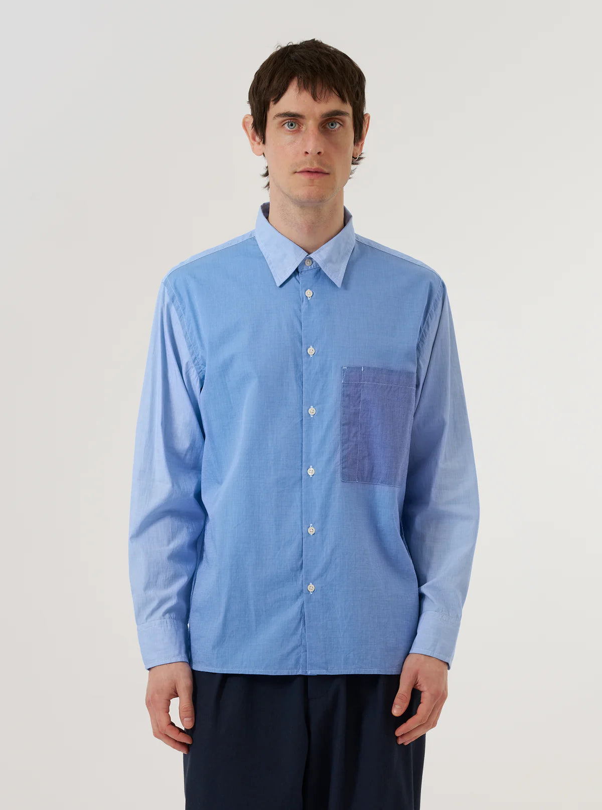 Mixed Square Pocket Shirt - Sky Blue Fil A Fil