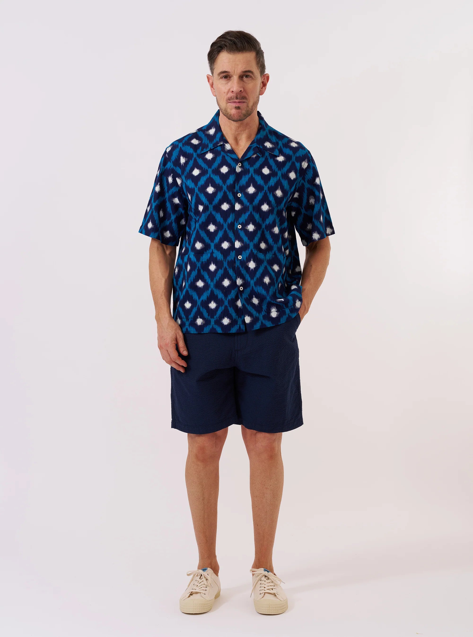 Deck Shirt - Indigo Diamond Ikat