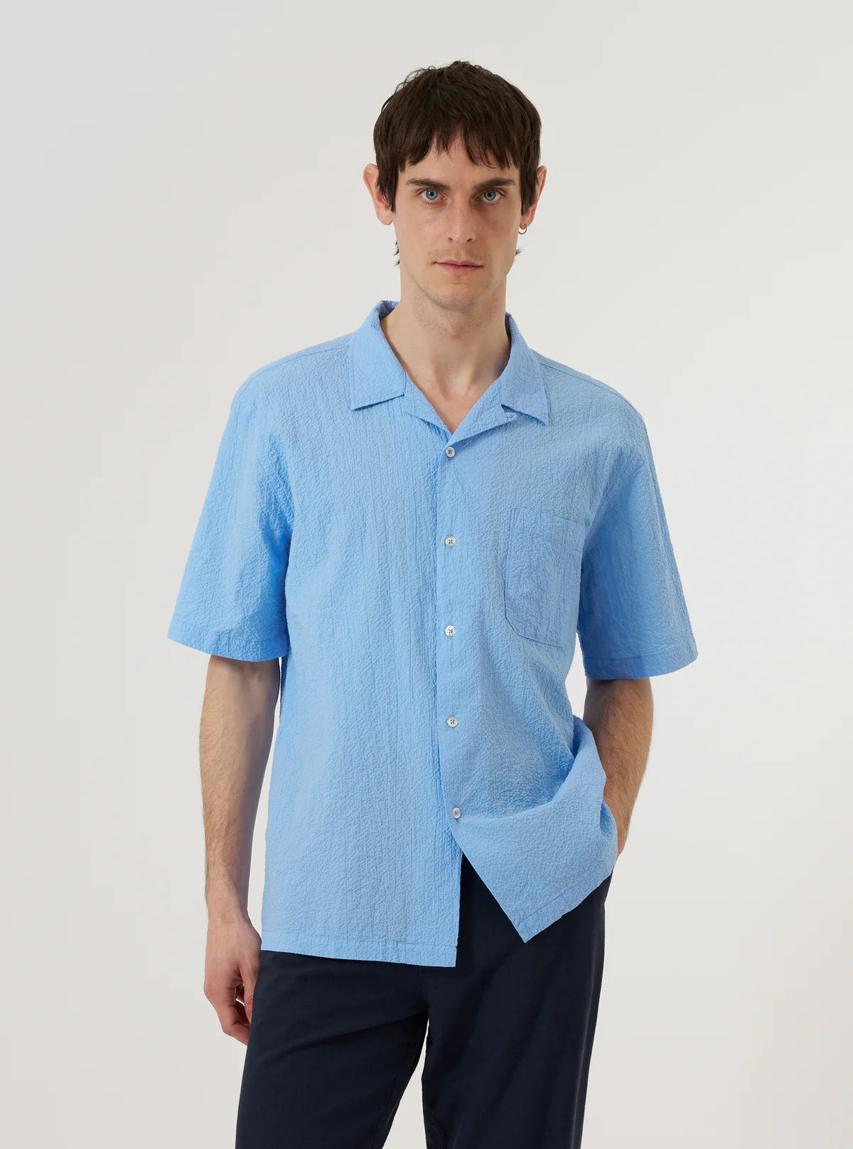 Road Shirt - Sky Blue Seersucker
