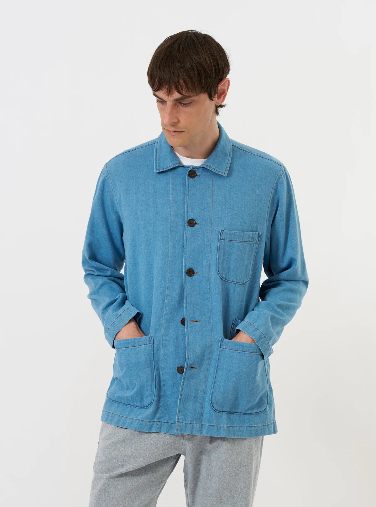 Bakers Overshirt - Washed Indigo Herringbone Rec