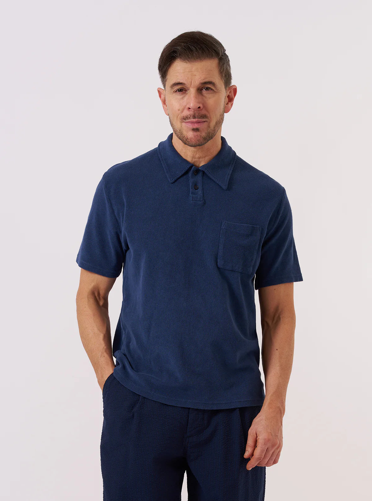 Newlyn Polo - Navy Lightweight Terry