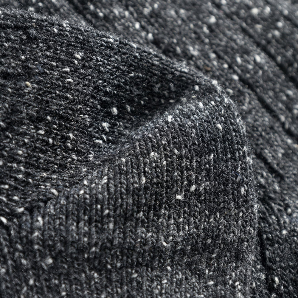 Bjarki Neps Wool Rib Socks - Charcoal Melange