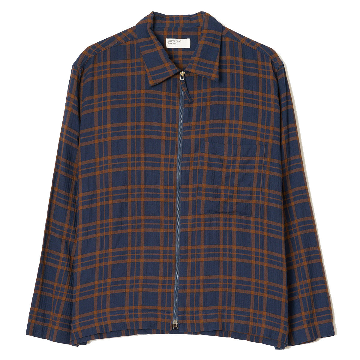 Zip Shirt - Navy/Brown Young Check