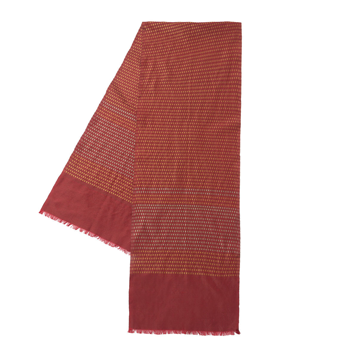Silk Jacquard Scarf - Red/Silver/Gold Silk Jacquard