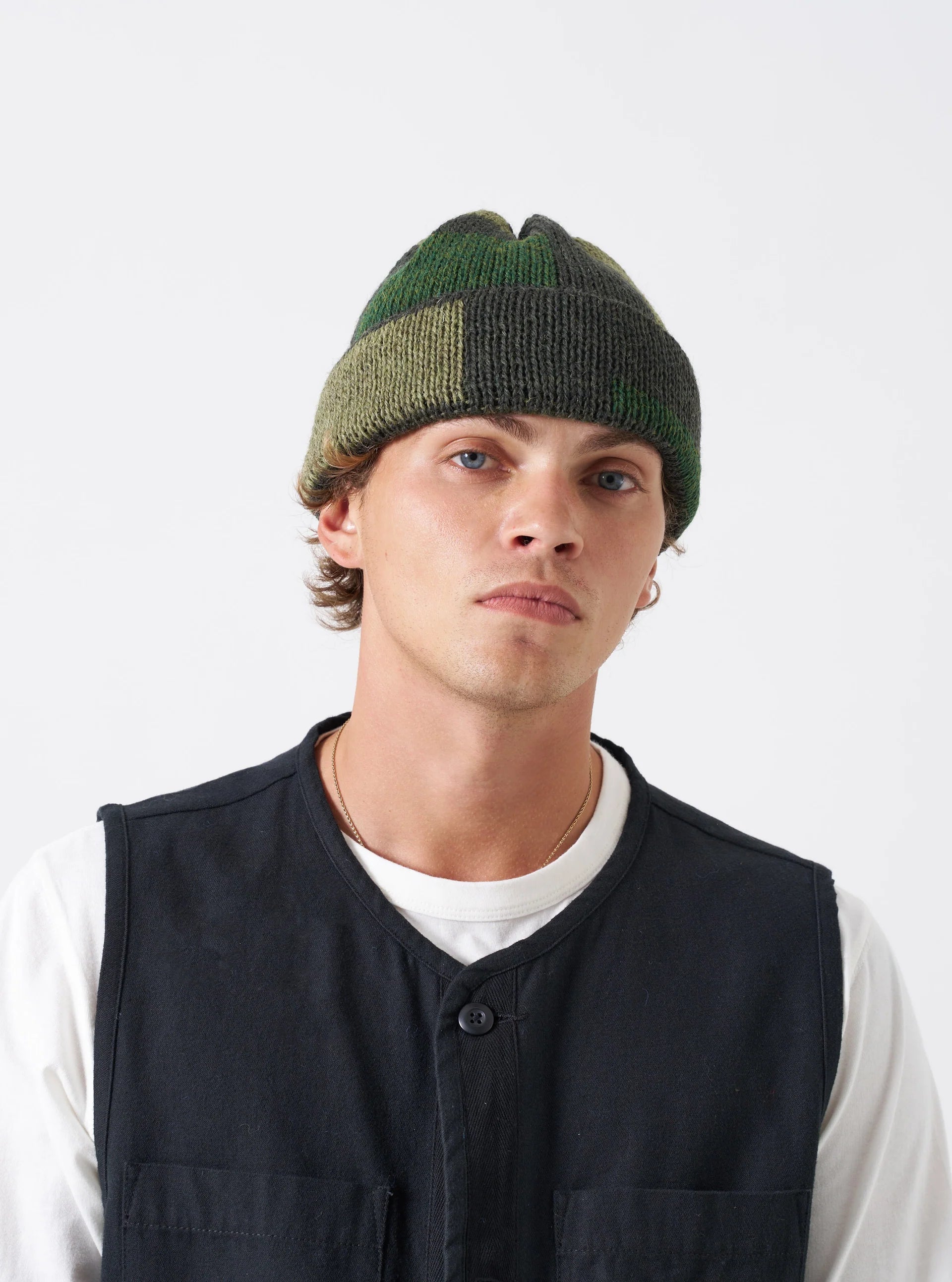 Short Watch Cap - Tonal Olive British Wool
