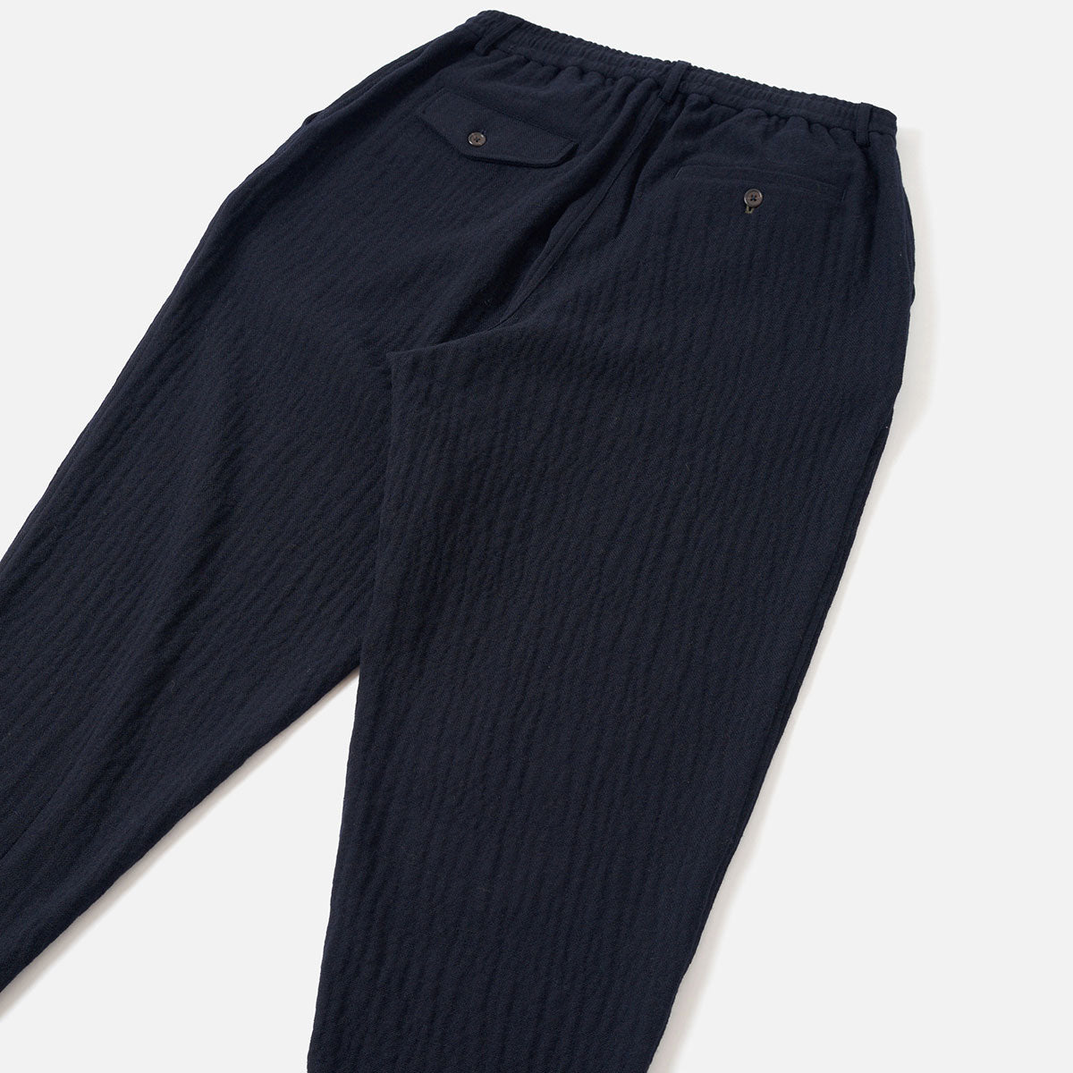 Pleated Track Pant - Dark Navy Robin Wool Mix
