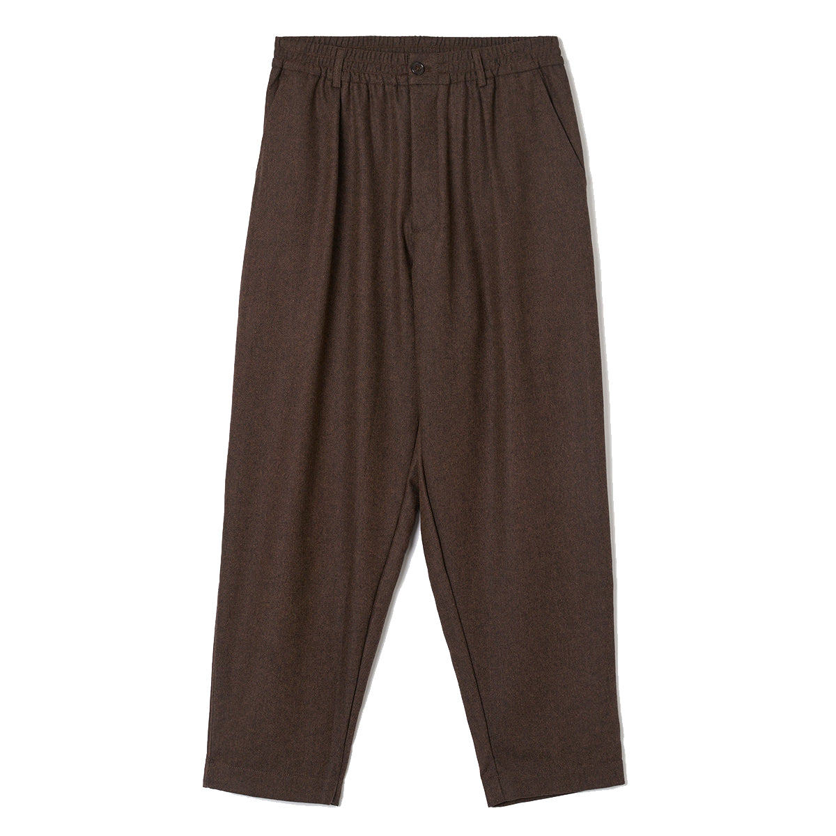 Pleated Track Pant - Brown Recycled Italian Tweed