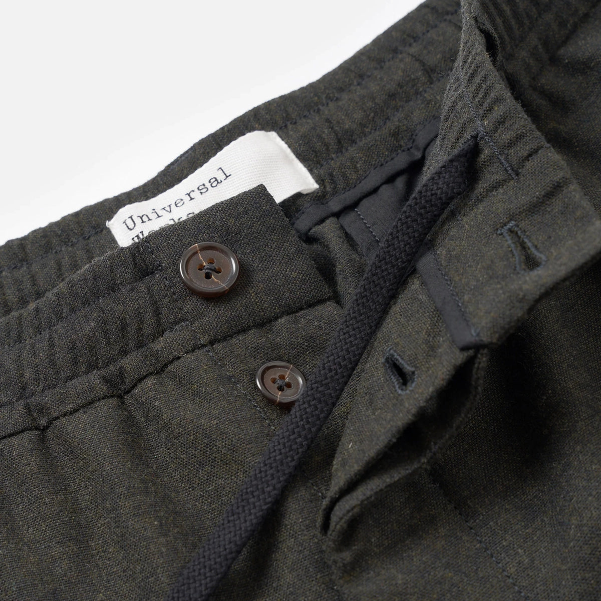 Pleated Track Pant - Olive Recycled Italian Tweed