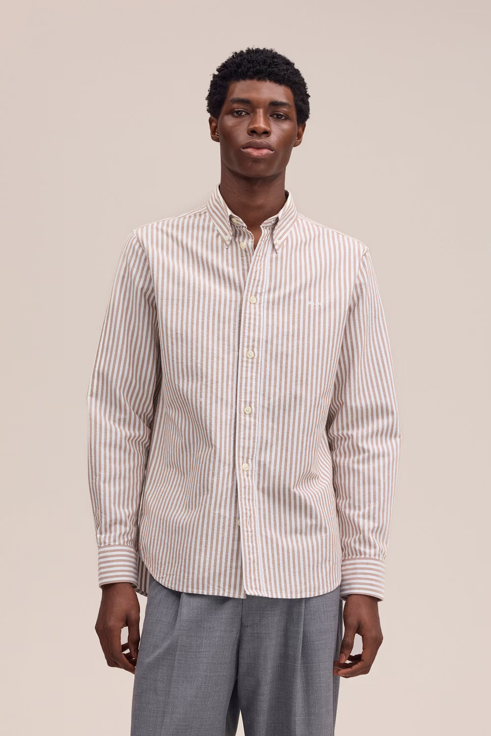 Colby Oxford Shirt - Terracotta Stripe