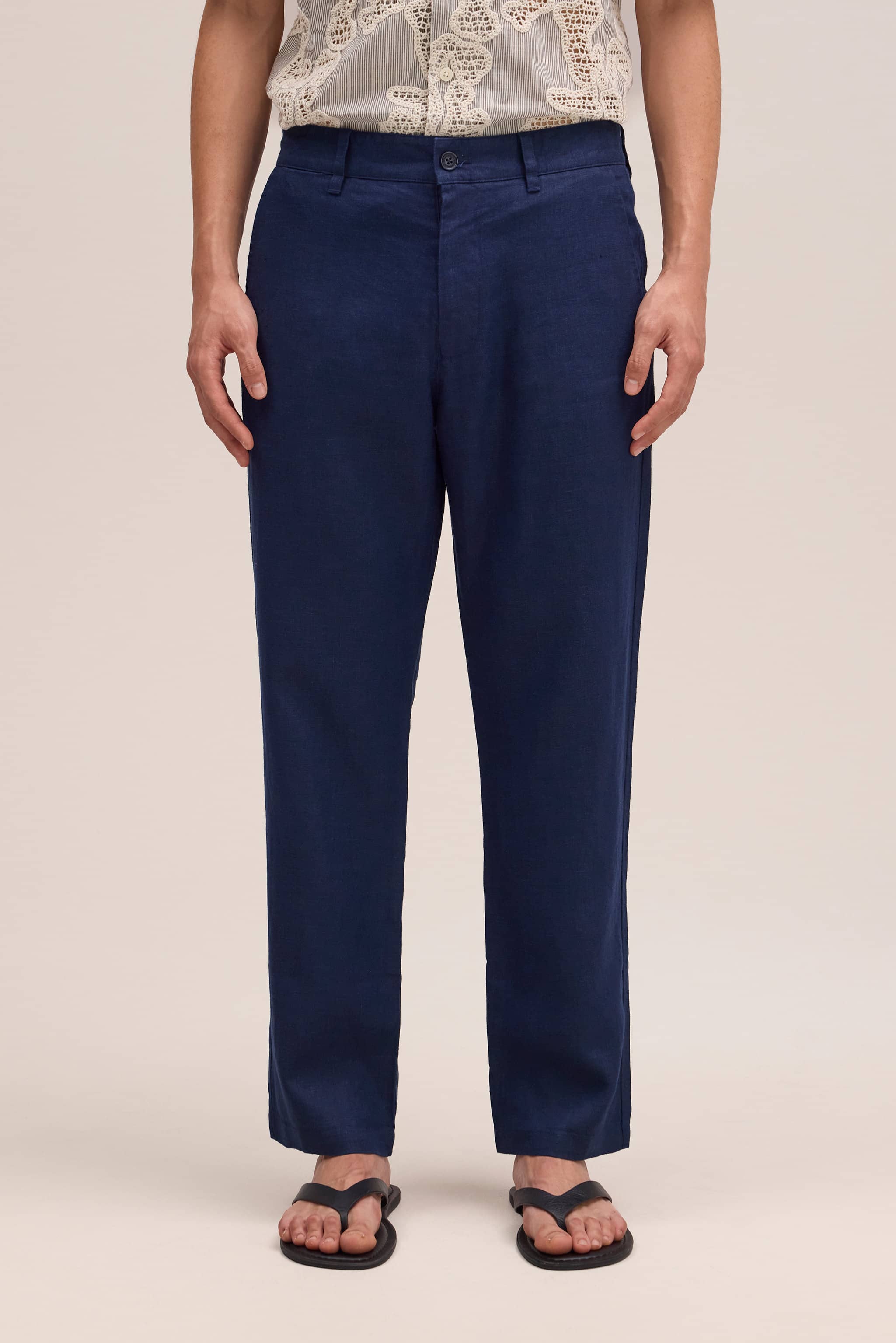 Aden Trousers - Navy Blue Linen