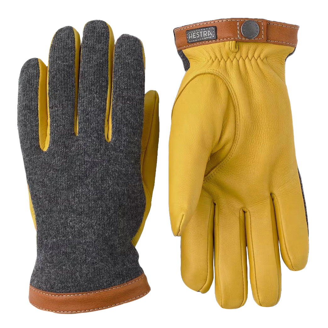 Deerskin Wool Tricot Gloves - Natural Yellow/Charcoal