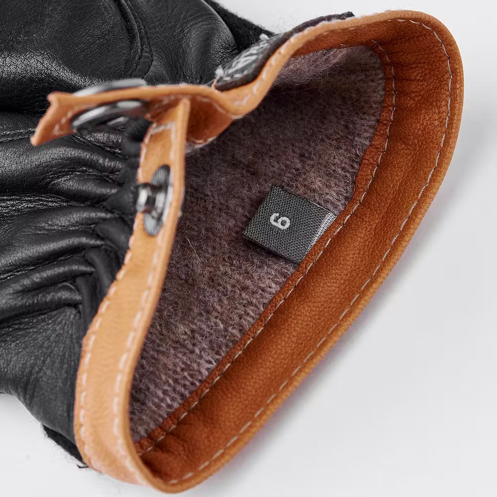 Deerskin Wool Tricot Gloves - Black