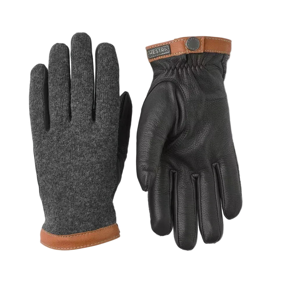 Deerskin Wool Tricot Gloves - Black/Charcoal