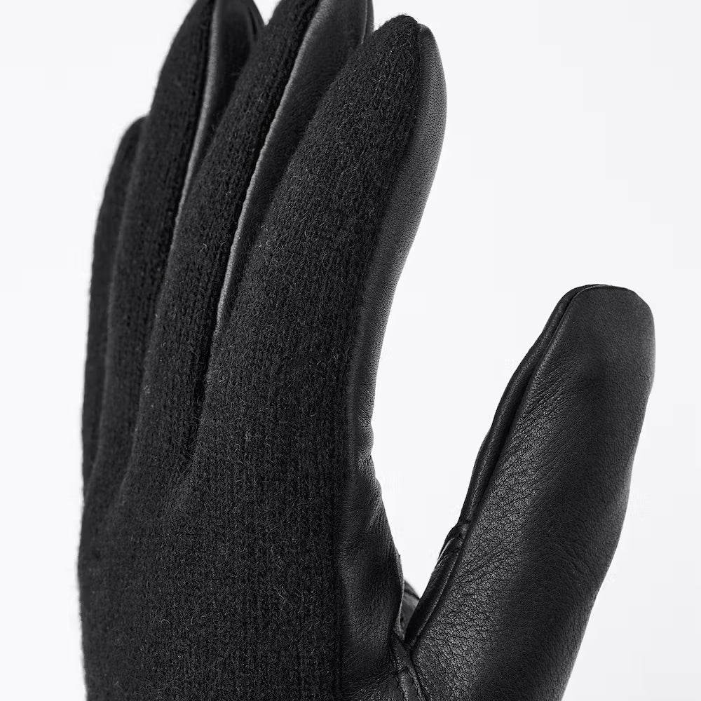 Deerskin Wool Tricot Gloves - Black