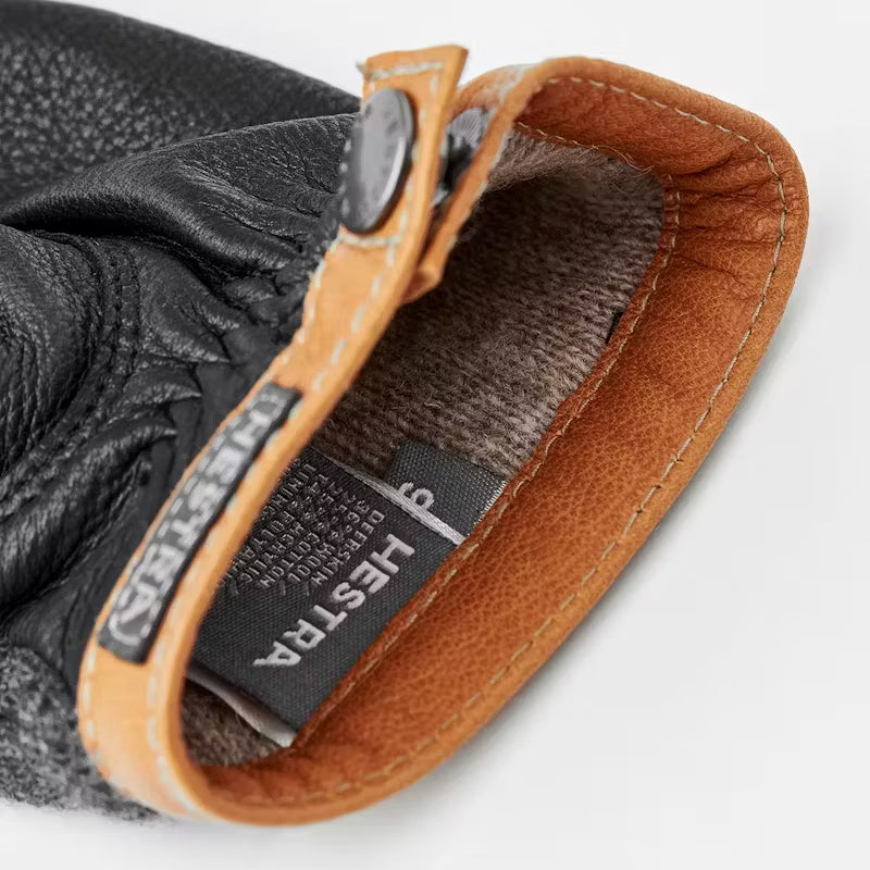 Deerskin Wool Tricot Gloves - Black/Charcoal