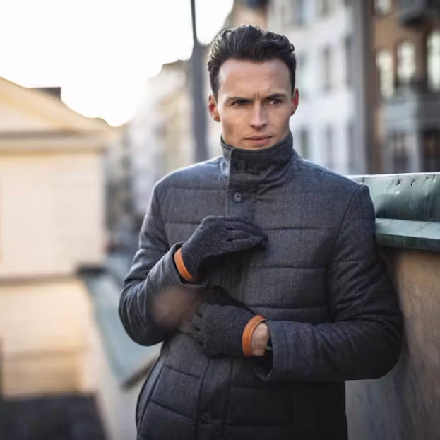 Deerskin Wool Tricot Gloves - Black/Charcoal