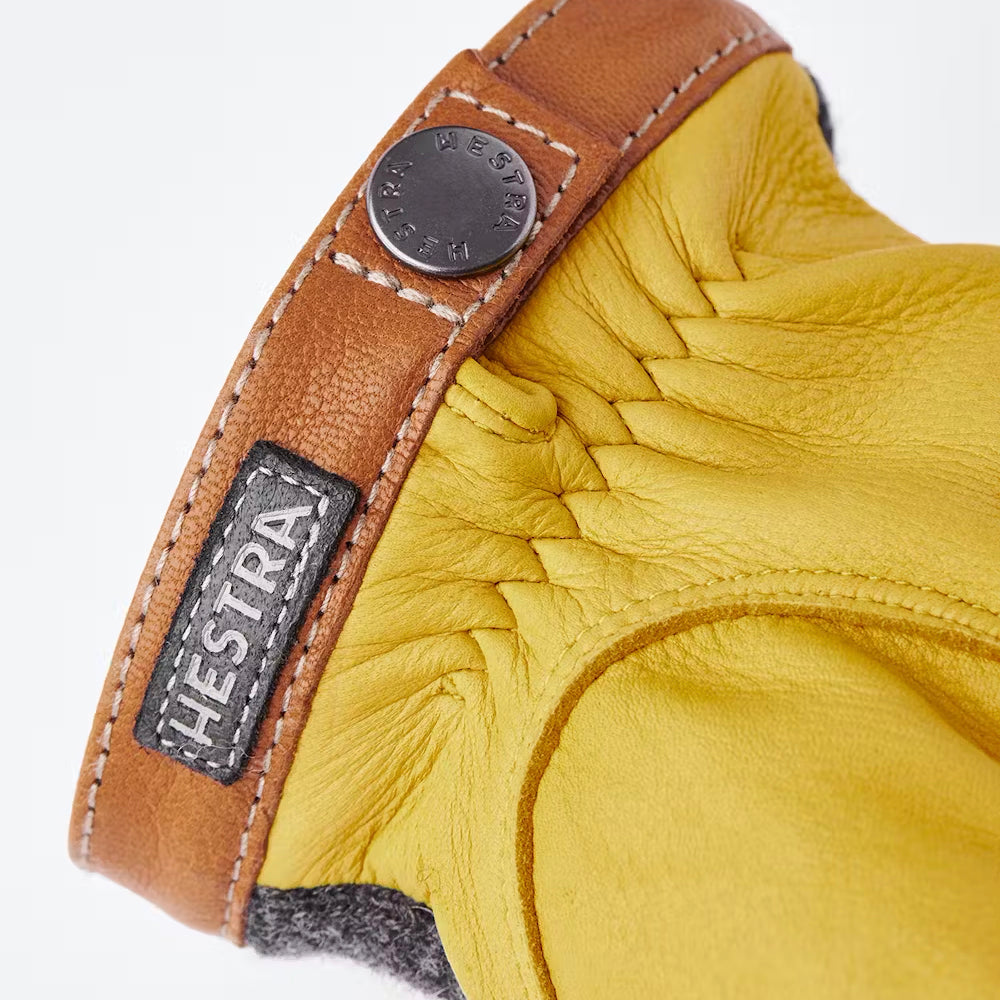 Deerskin Wool Tricot Gloves - Natural Yellow/Charcoal