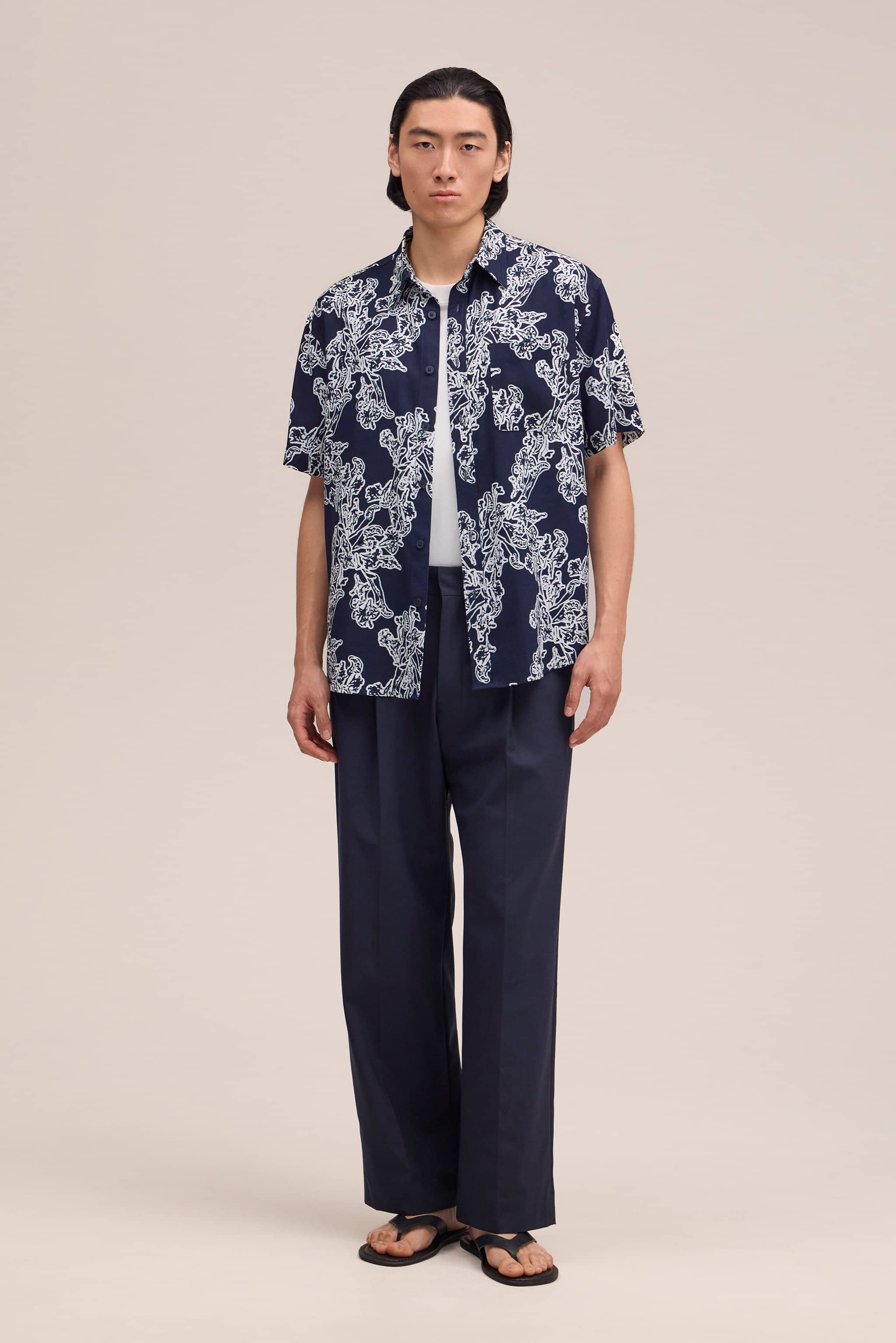 Deon Print Shirt - Navy Blue