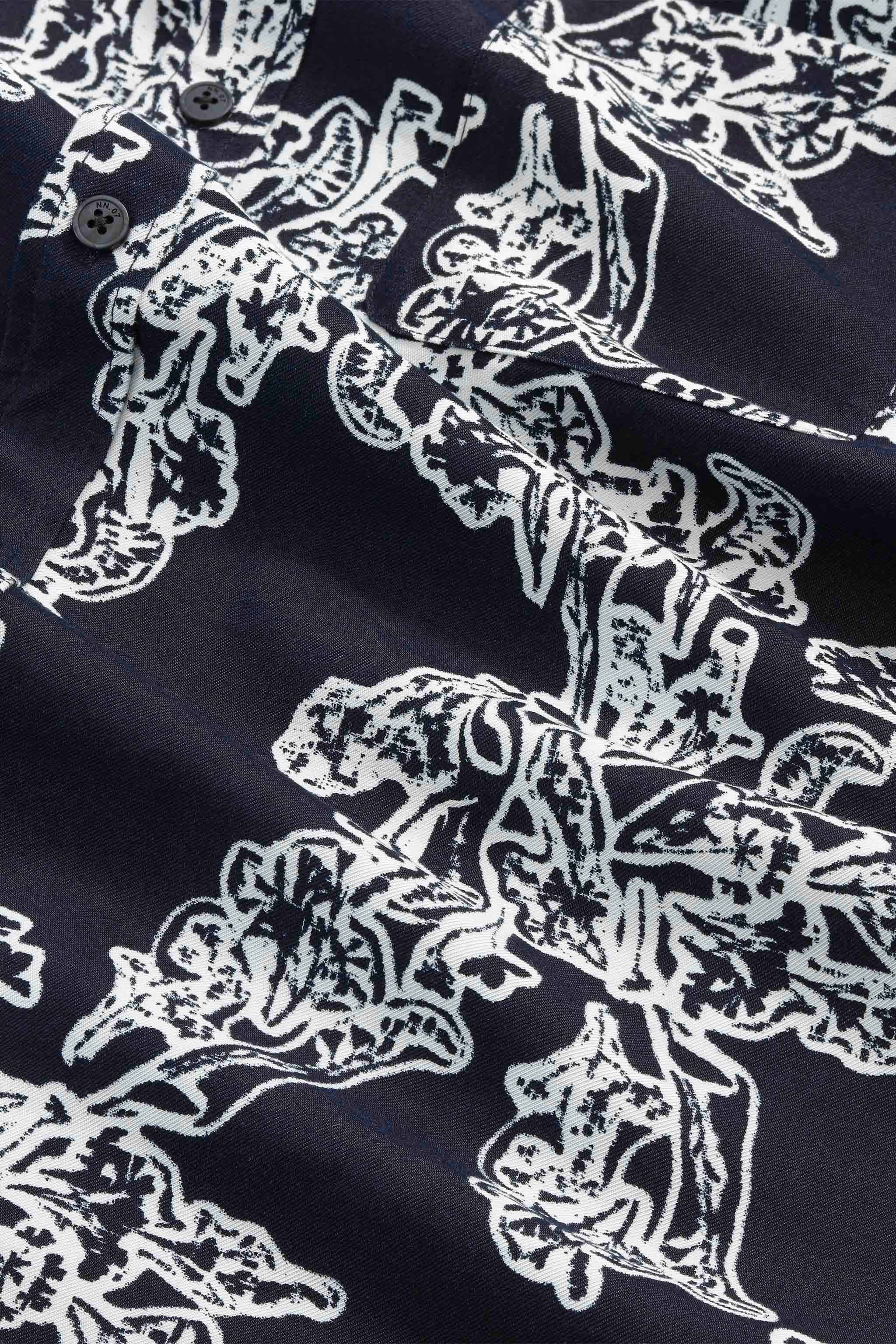 Deon Print Shirt - Navy Blue