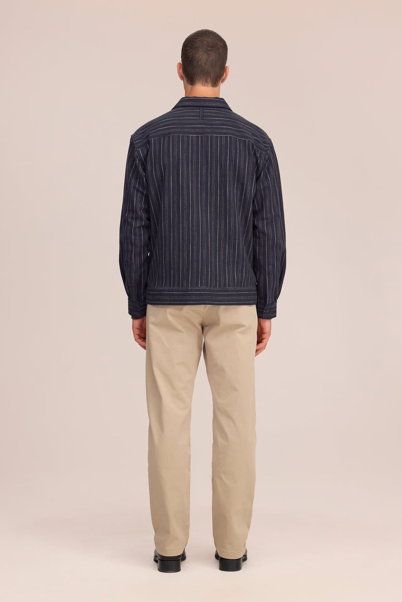 Reed Striped Overshirt - Navy Blue