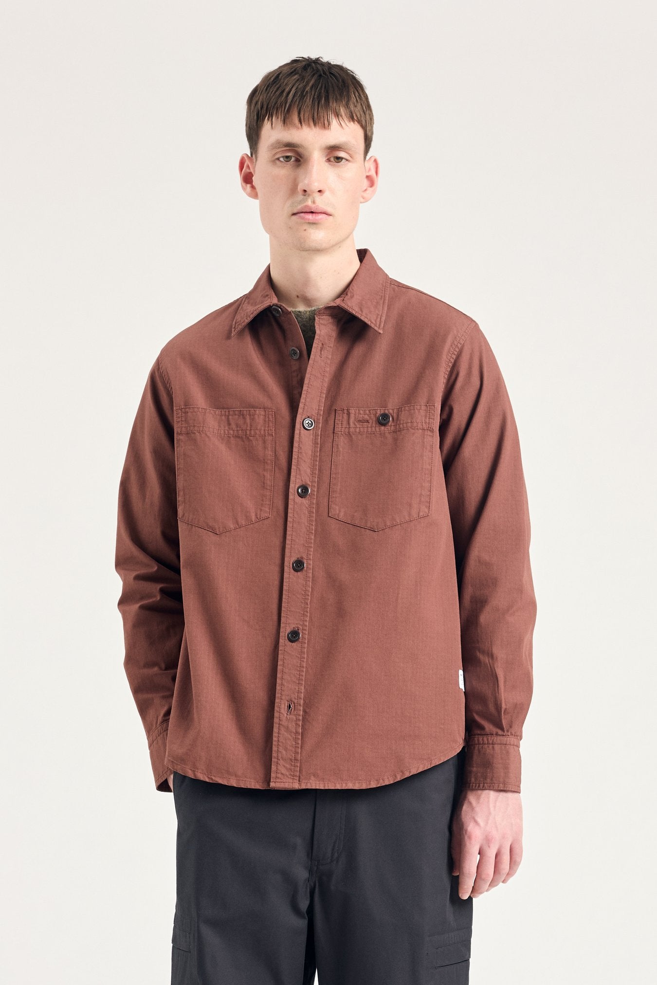 Algot Cotton Ripstop Relaxed Shirt - Mahogany