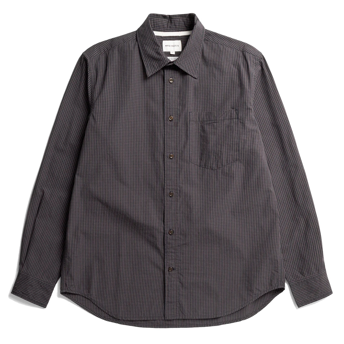 Kongshoved Poplin Mini Check Shirt - Dark Navy Check
