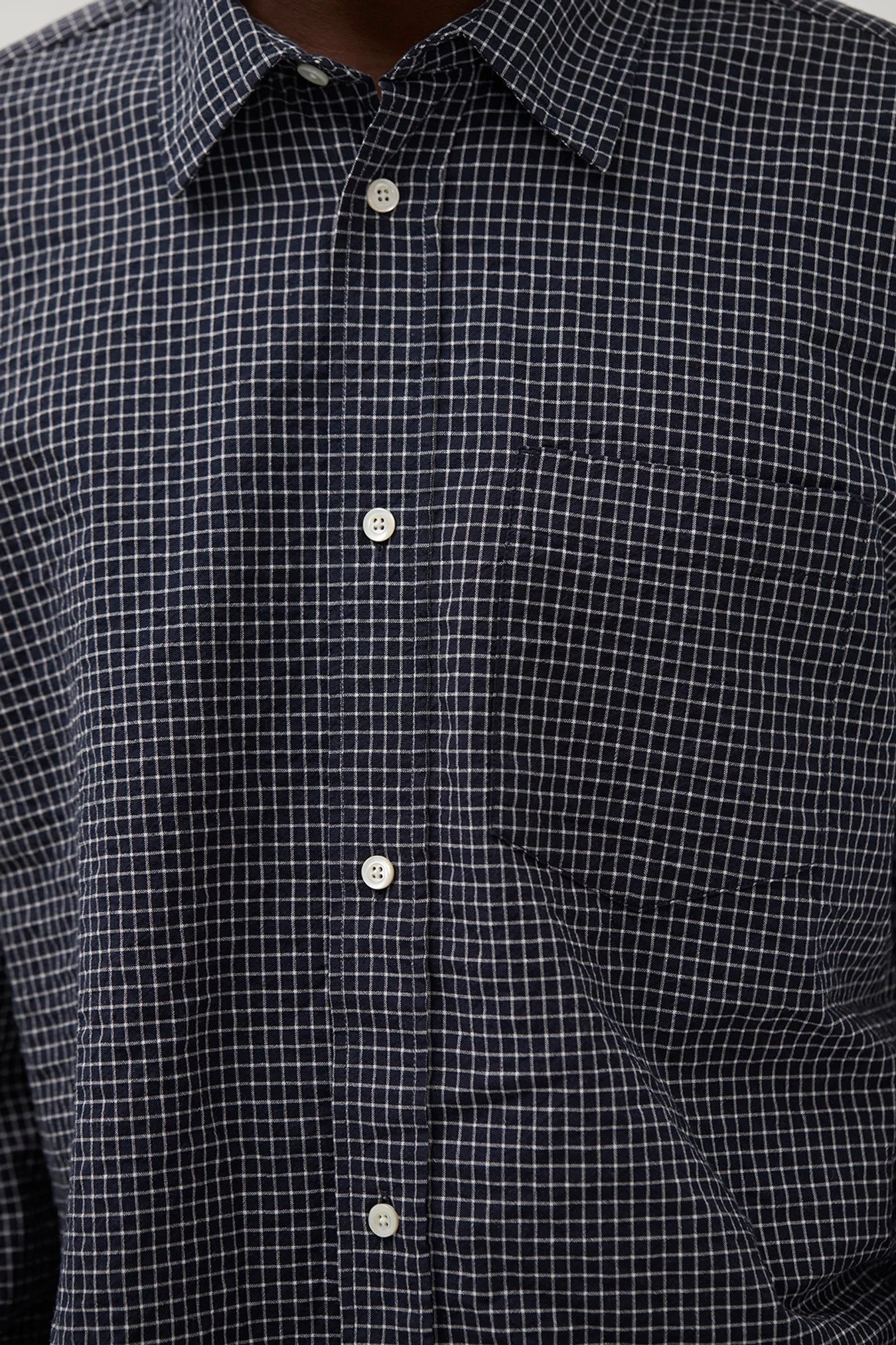 Espevik Check Oversized Shirt - Dark Navy