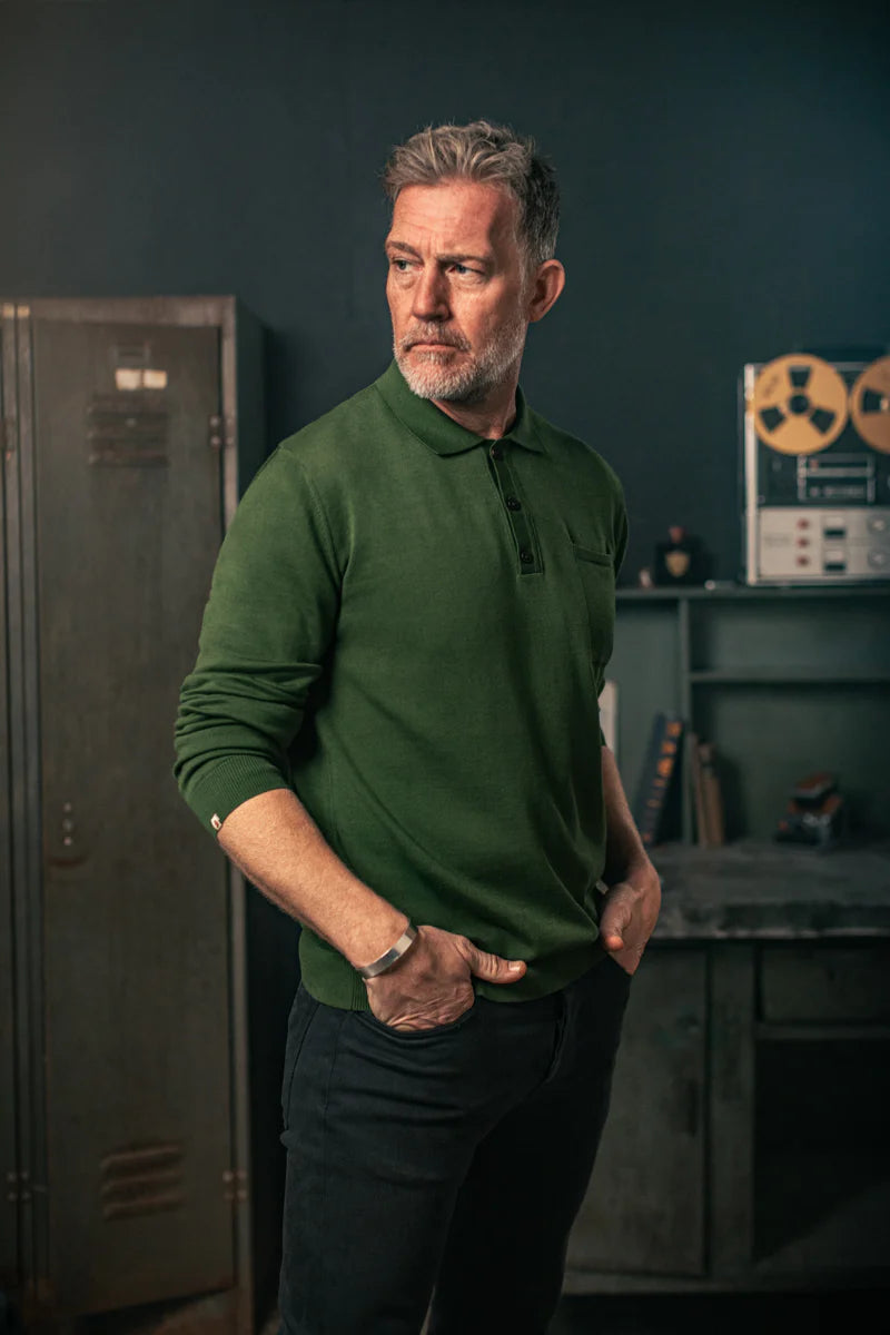 Cedar Knitted Polo - Green
