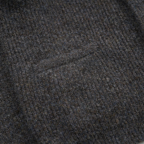Brushed Wool Round Cardigan - Brown