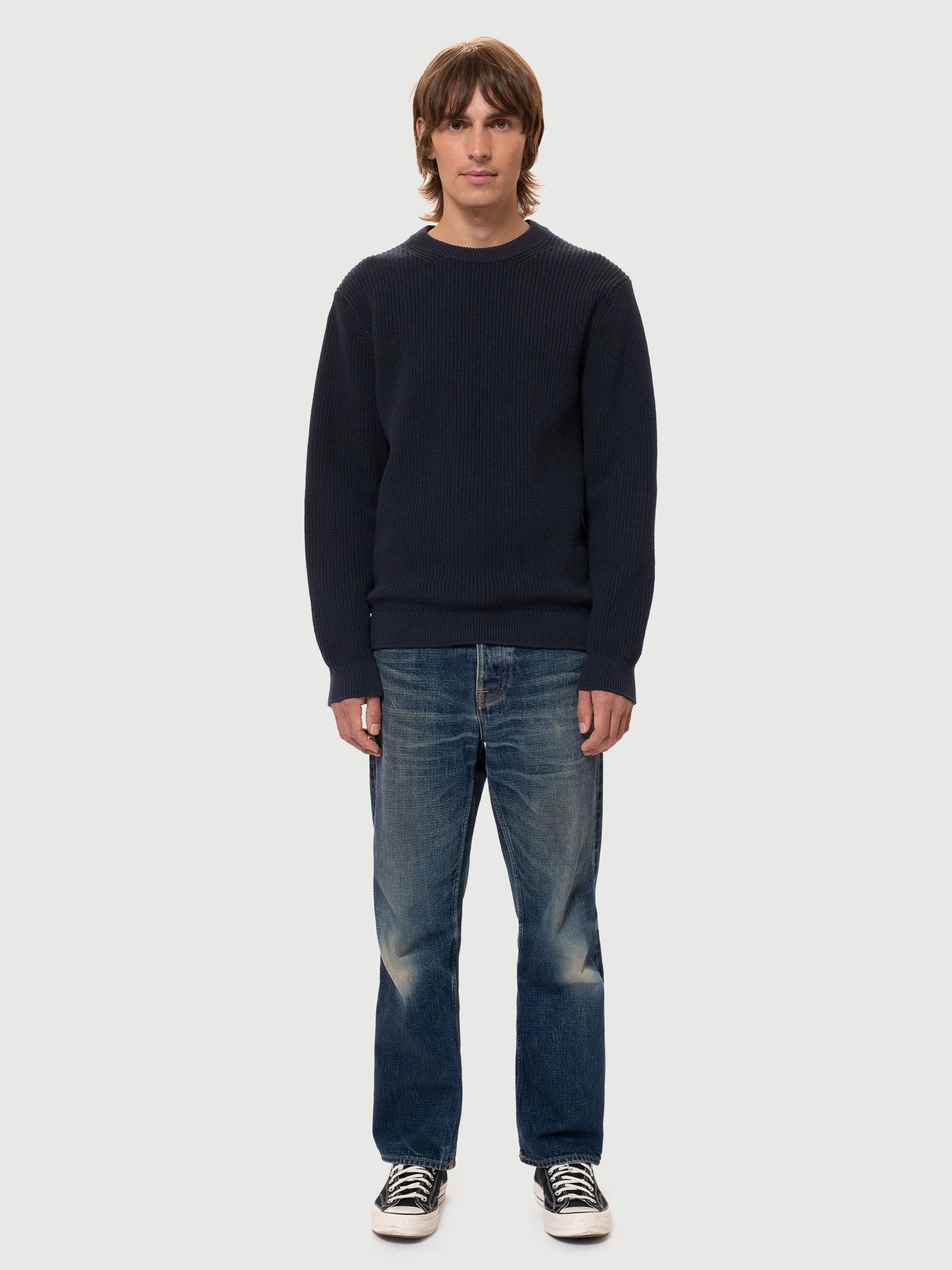 August Rib Cotton Sweater - Navy
