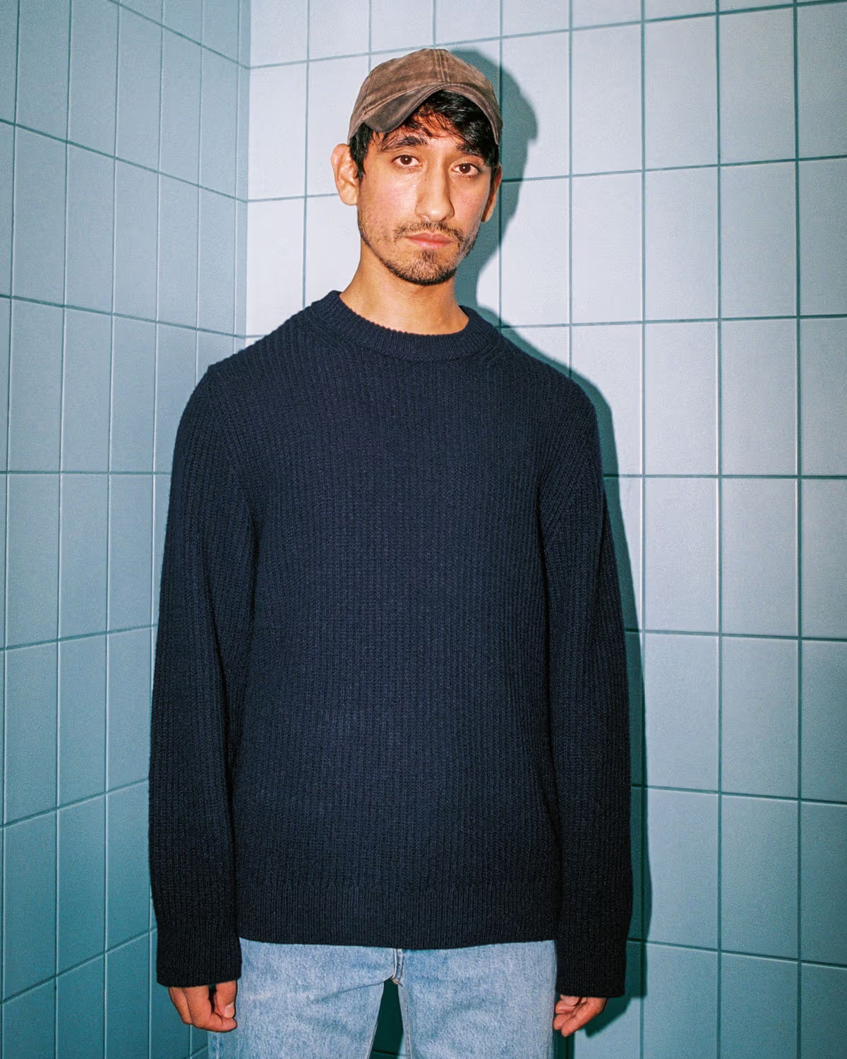 August Rib Cotton Sweater - Navy