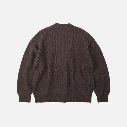 Wool Deck Zipup Cardigan - Choco Brown