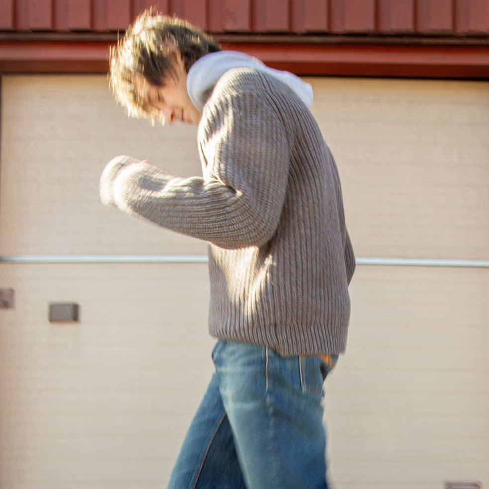 August Chunky Crew Neck Knit - Brown