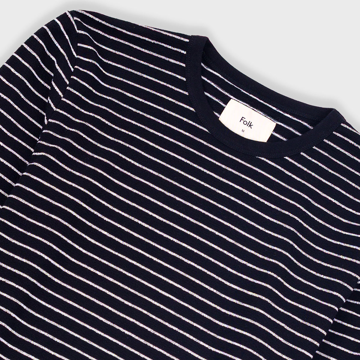 LS Textured Stripe T-Shirt - Black Ecru
