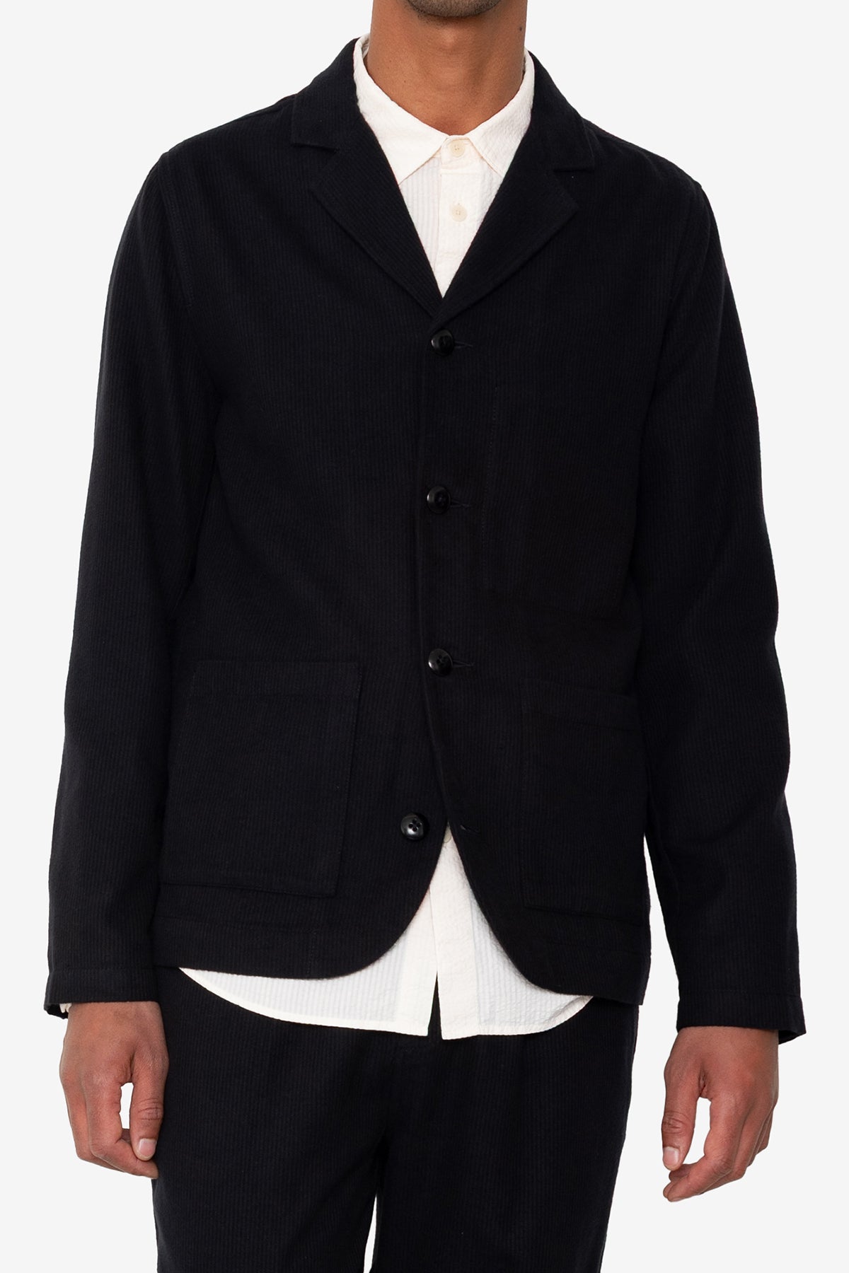 Patch Jacket - Soft Black Brushed Stripe