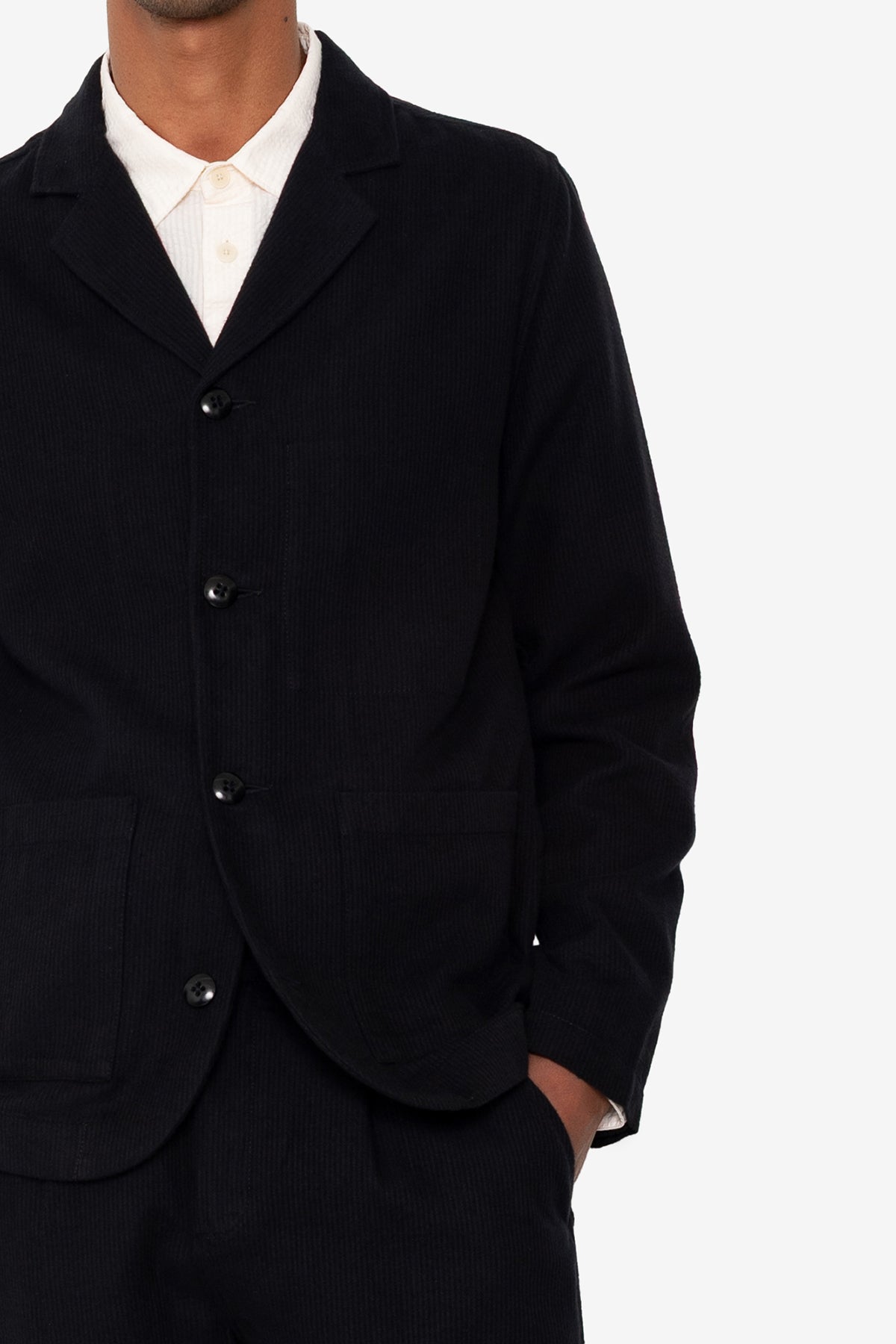 Patch Jacket - Soft Black Brushed Stripe