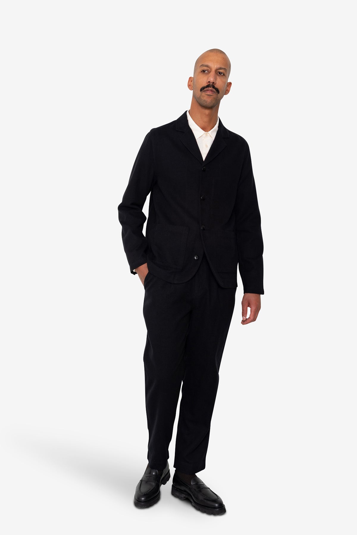 Patch Jacket - Soft Black Brushed Stripe