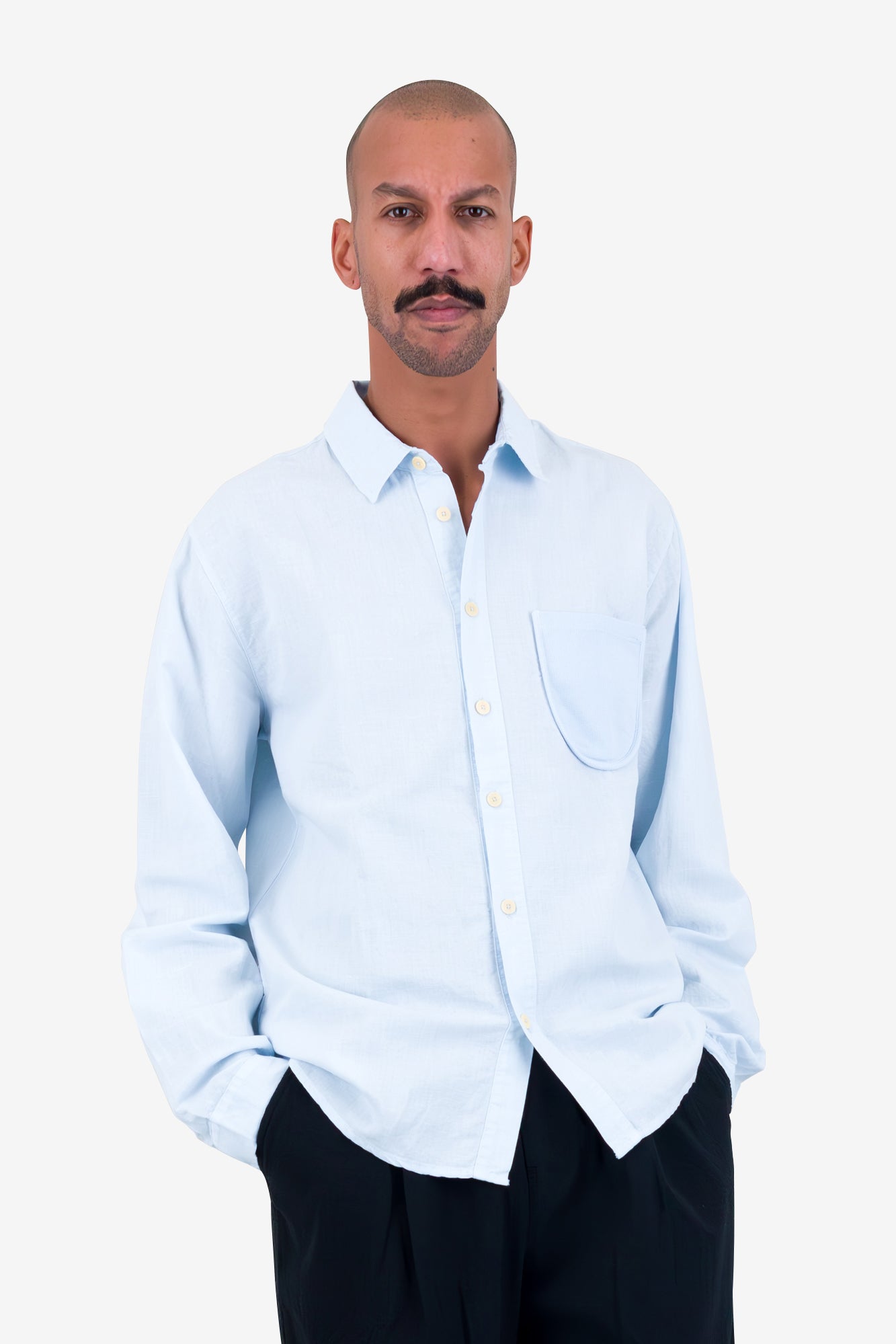 Contrast Pocket Shirt - Soft Blue