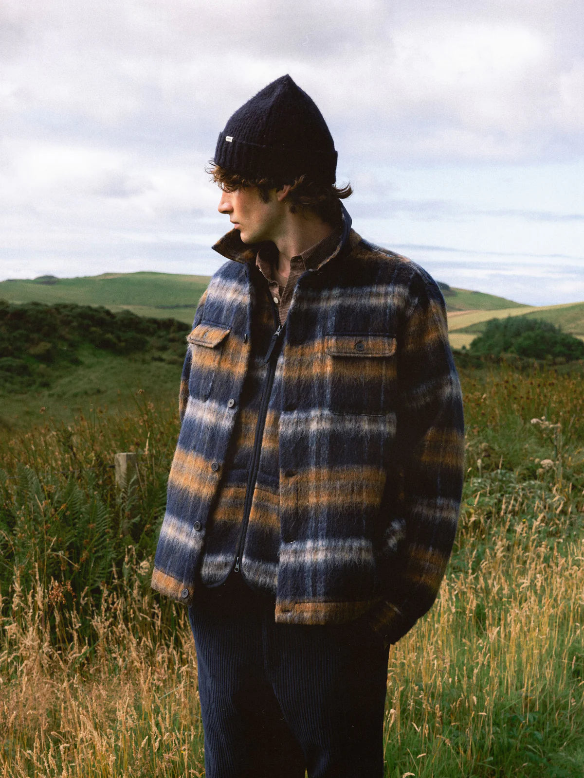 Haston Jacket - Navy Check Brushed Wool