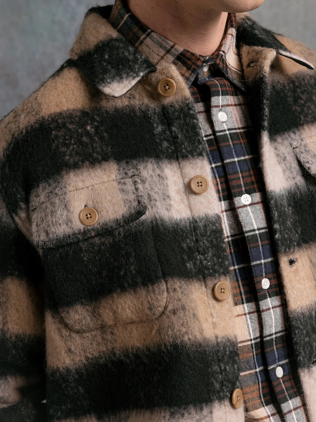 Haston Jacket - Black Brushed Check Wool Blend