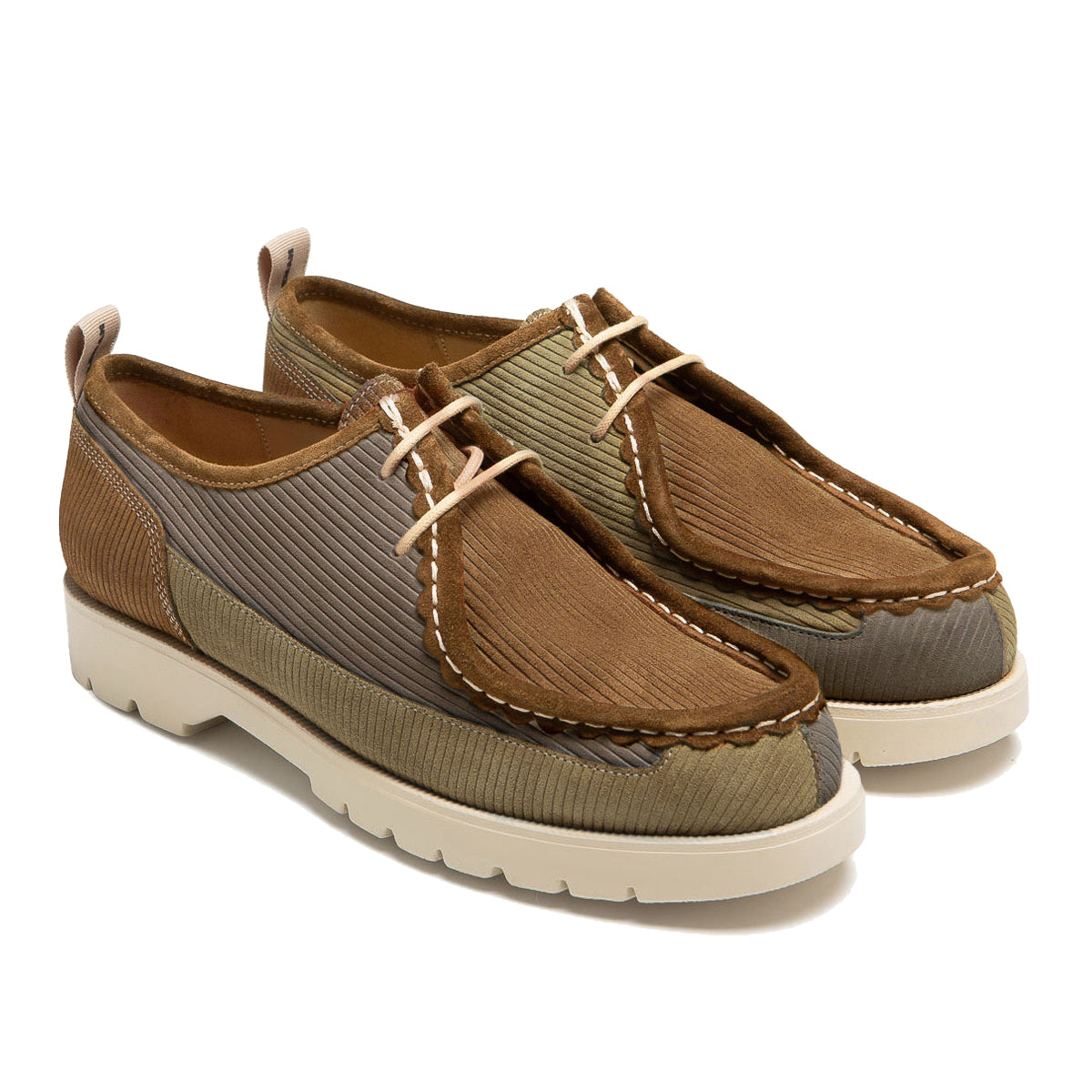 Bastille Cord Velvet Derbies - Khaki/Taupe/Brown
