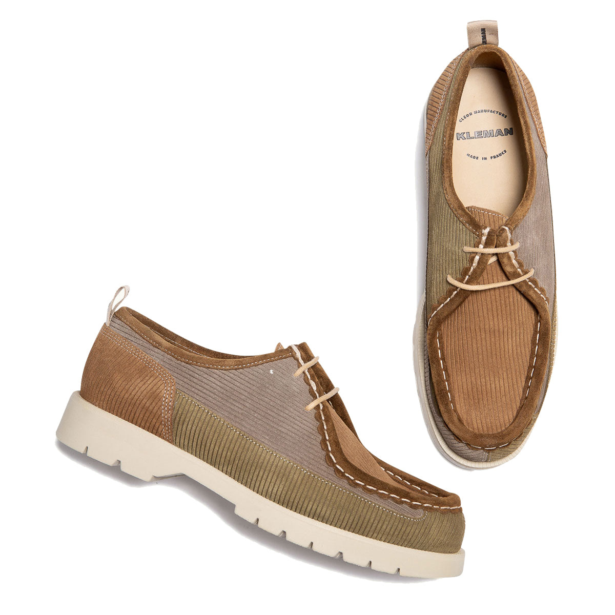 Bastille Cord Velvet Derbies - Khaki/Taupe/Brown