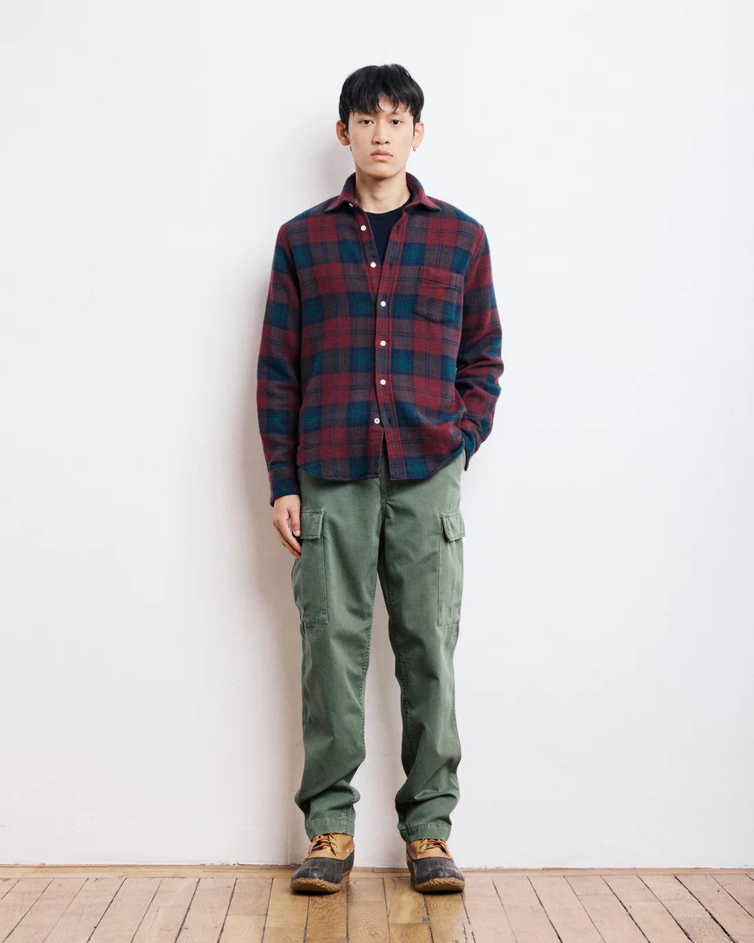 Paul Shirt 11025 - Wine & Green #01