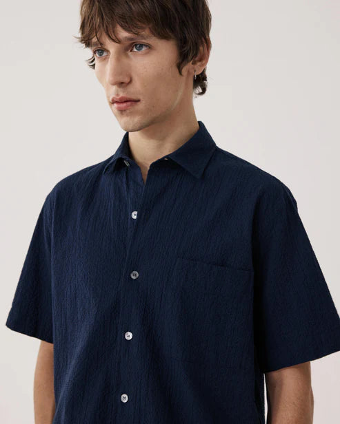Pedro MC Shirt 6010 - Navy Seersucker (01)