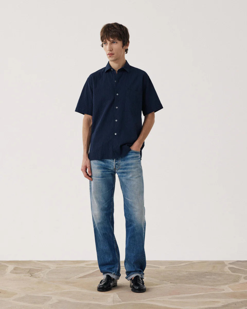 Pedro MC Shirt 6010 - Navy Seersucker (01)