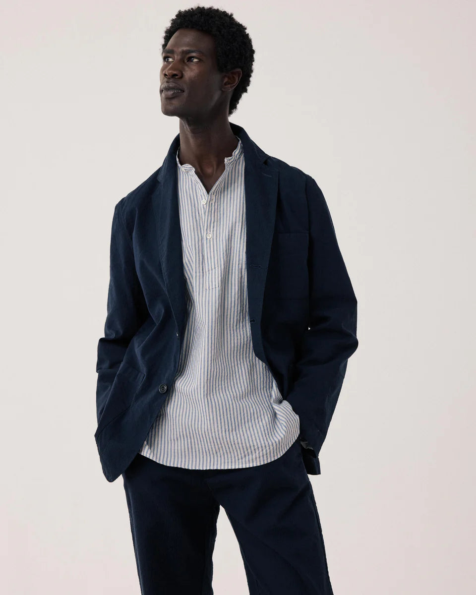Julian Jacket - Navy Seersucker 'Canete'