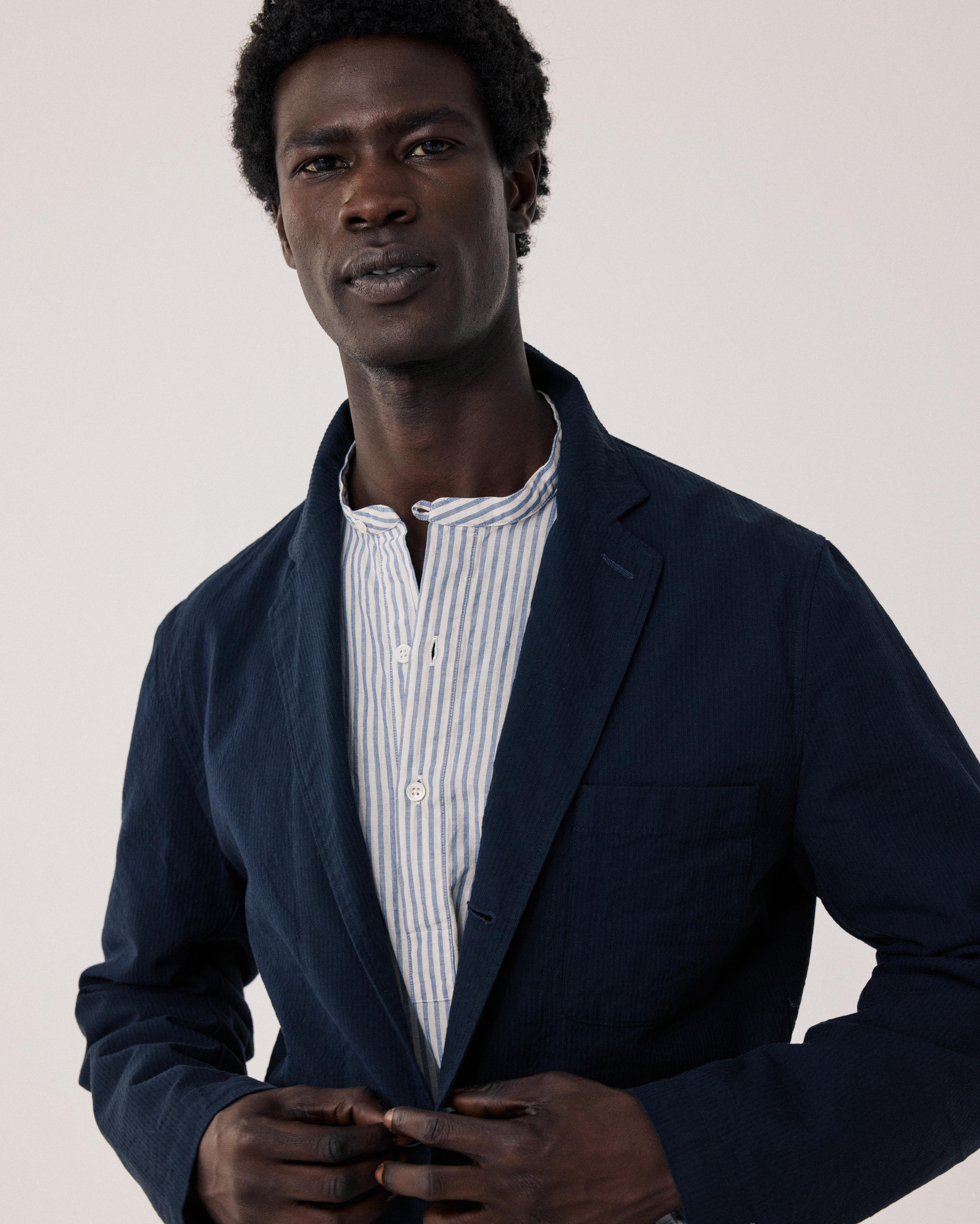Julian Jacket - Navy Seersucker 'Canete'